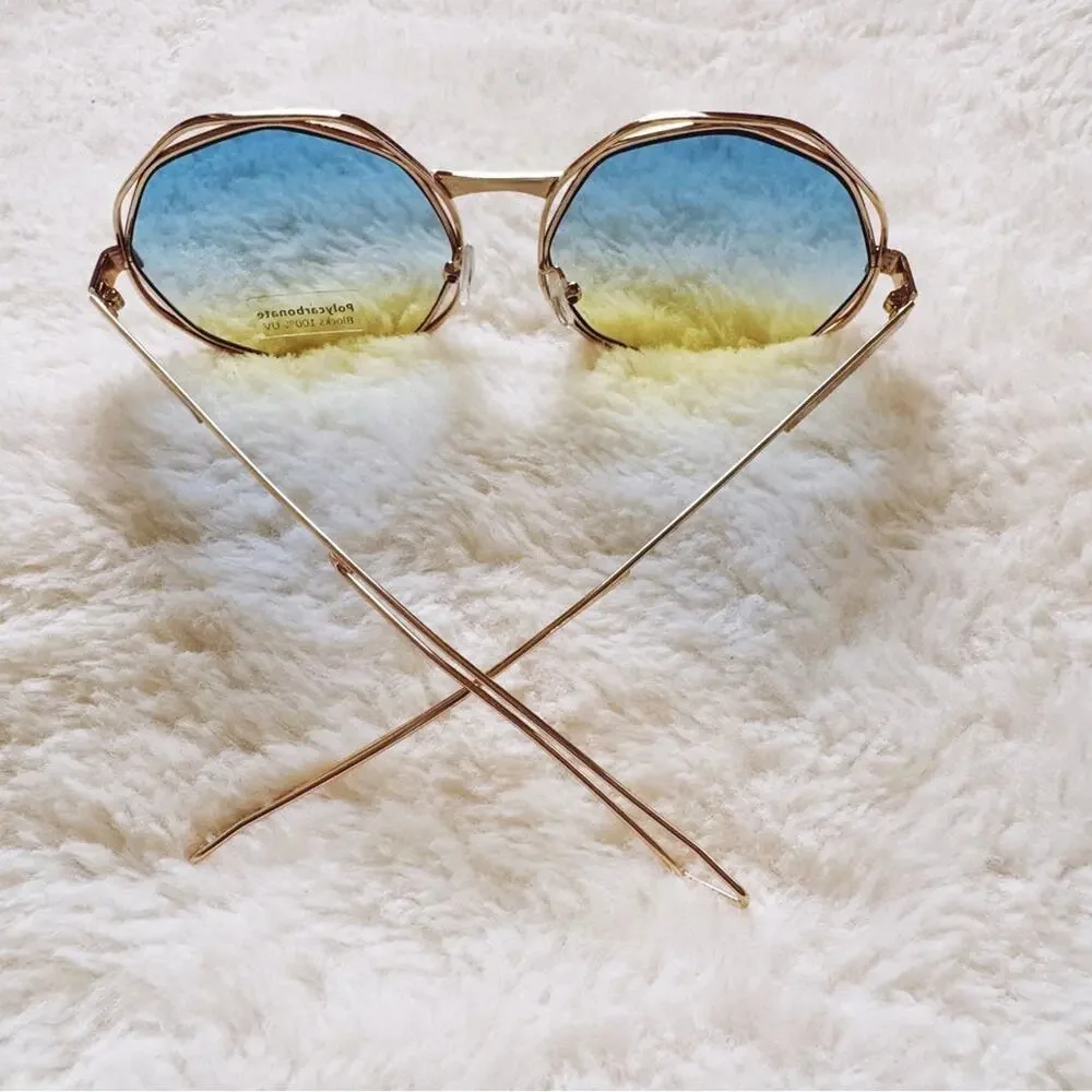 Seraphina Blue & Yellow Geometric Sunglasses